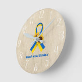 ウクライナ支援リボンに従う  ラウンド壁時計 (傾斜)