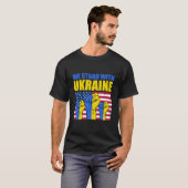 ウクライナ支援 ウクライナ国旗 I Stand With Ukr Tシャツ (正面フル)
