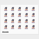 ウクライナ支援Tシャツ 女性 ウクライナの旗 アメリカ ラウンドシール (シート)