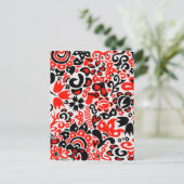ウクライナ民族フォークアート花のパターンの添付 インビテーションポストカード (スタンド正面)