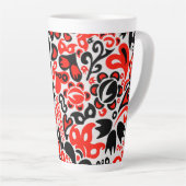 ウクライナ民族フォークアート花のパターンの添付 カフェラテマグ (右アングル)