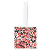 ウクライナ民族フォークアート花のパターンの添付 キューブオーナメント (正面)