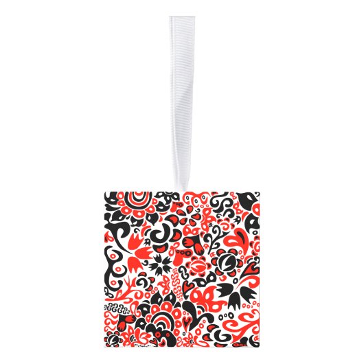 ウクライナ民族フォークアート花のパターンの添付 キューブオーナメント (右)