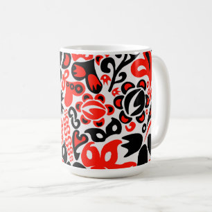 ウクライナ民族フォークアート花のパターンの添付 コーヒーマグカップ
