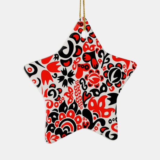 ウクライナ民族フォークアート花のパターンの添付 セラミックオーナメント (右)