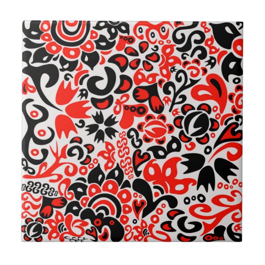 ウクライナ民族フォークアート花のパターンの添付 タイル (正面)