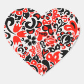 ウクライナ民族フォークアート花のパターンの添付 ハートシール (正面)
