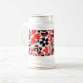 ウクライナ民族フォークアート花のパターンの添付 ビールジョッキ (正面左)