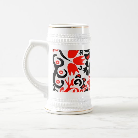ウクライナ民族フォークアート花のパターンの添付 ビールジョッキ (左)