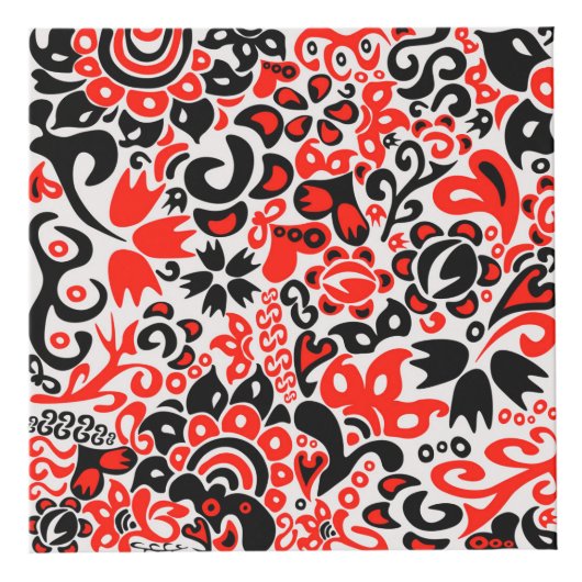 ウクライナ民族フォークアート花のパターンの添付 フォトキューブ (正面)