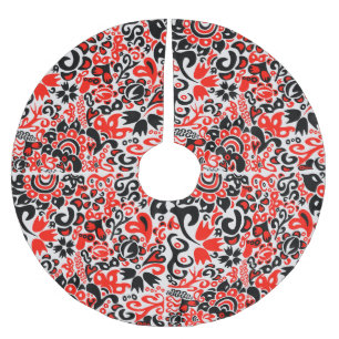 ウクライナ民族フォークアート花のパターンの添付 ブラッシュドポリエステルツリースカート