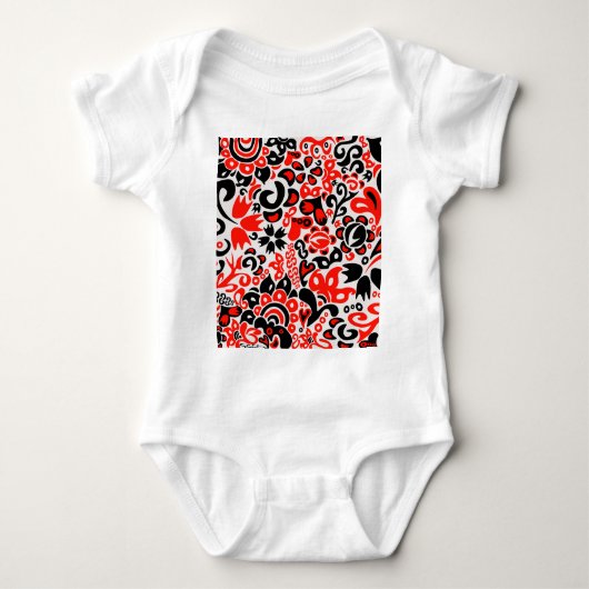 ウクライナ民族フォークアート花のパターンの添付 ベビーボディスーツ (正面)
