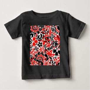 ウクライナ民族フォークアート花のパターンの添付 ベビーTシャツ