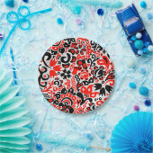 ウクライナ民族フォークアート花のパターンの添付 ペーパープレート (パーティー)