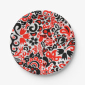 ウクライナ民族フォークアート花のパターンの添付 ペーパープレート (正面)