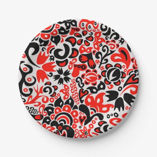 ウクライナ民族フォークアート花のパターンの添付 ペーパープレート (正面)
