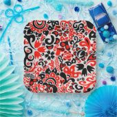 ウクライナ民族フォークアート花のパターンの添付 ペーパープレート (パーティー)