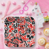 ウクライナ民族フォークアート花のパターンの添付 ペーパープレート (パーティー)