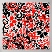 ウクライナ民族フォークアート花のパターンの添付 ポスター (正面)