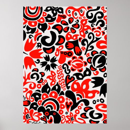 ウクライナ民族フォークアート花のパターンの添付 ポスター (正面)