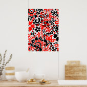 ウクライナ民族フォークアート花のパターンの添付 ポスター (キッチン)