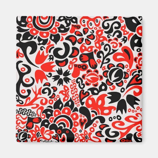 ウクライナ民族フォークアート花のパターンの添付 マグネット (正面)