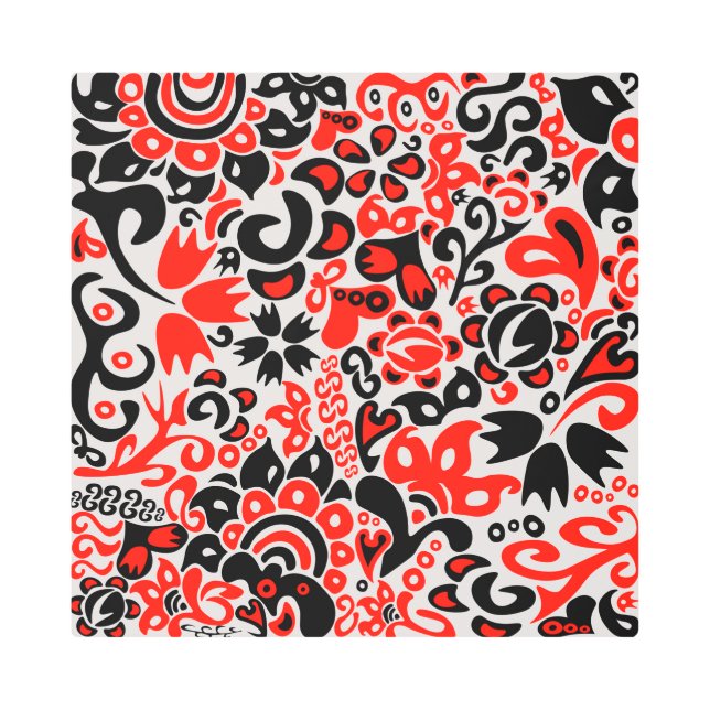 ウクライナ民族フォークアート花のパターンの添付 メタルプリント (正面)