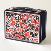 ウクライナ民族フォークアート花のパターンの添付 メタルランチボックス (裏面)