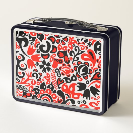ウクライナ民族フォークアート花のパターンの添付 メタルランチボックス (裏面)