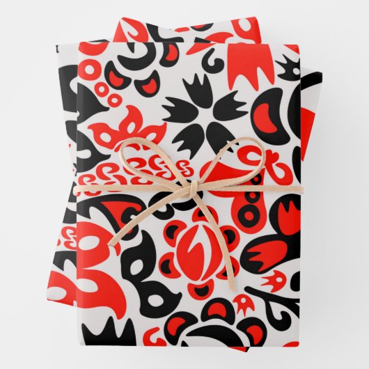 ウクライナ民族フォークアート花のパターンの添付 ラッピングペーパーシート (インサイチュ)