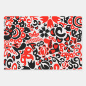 ウクライナ民族フォークアート花のパターンの添付 ラッピングペーパーシート (正面)