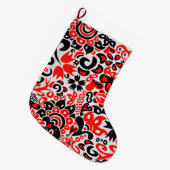 ウクライナ民族フォークアート花のパターンの添付 ラージクリスマスストッキング (正面 (吊り時))