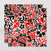 ウクライナ民族フォークアート花のパターンの添付 招待状 (正面/裏面)