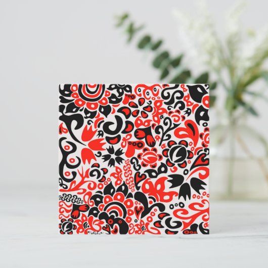 ウクライナ民族フォークアート花のパターンの添付 招待状 (スタンド正面)