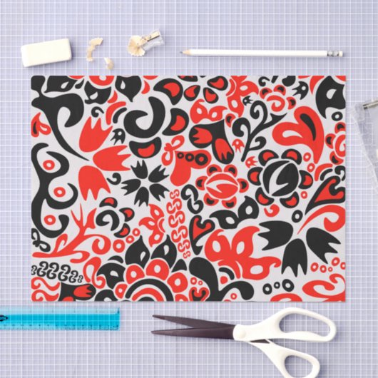 ウクライナ民族フォークアート花のパターンの添付 薄葉紙 (クラフト)