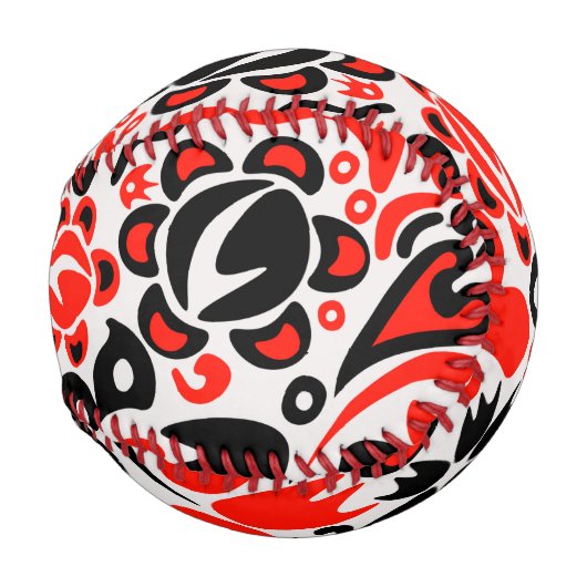 ウクライナ民族フォークアート花のパターンの添付 野球ボール (正面右)