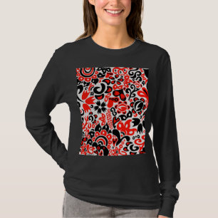 ウクライナ民族フォークアート花のパターンの添付 Tシャツ