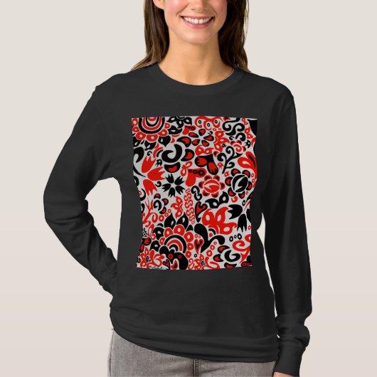 ウクライナ民族フォークアート花のパターンの添付 Tシャツ (正面)