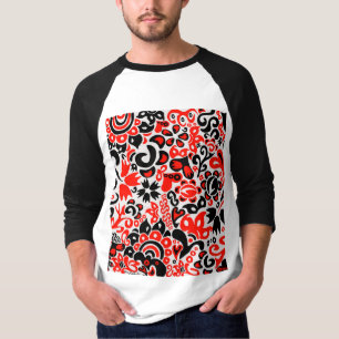 ウクライナ民族フォークアート花のパターンの添付 Tシャツ