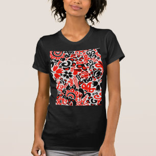 ウクライナ民族フォークアート花のパターンの添付 Tシャツ