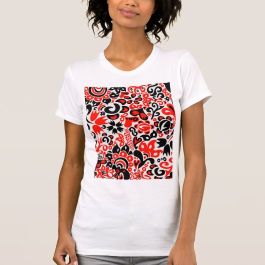 ウクライナ民族フォークアート花のパターンの添付 Tシャツ (正面)