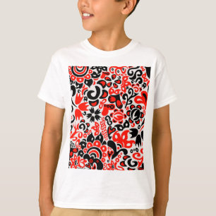 ウクライナ民族フォークアート花のパターンの添付 Tシャツ