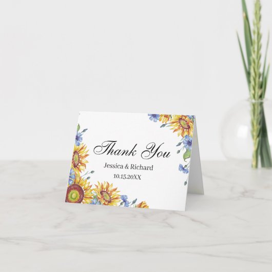 ウクライナ水彩折りたたみ感謝カード サンキューカード (正面)