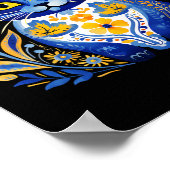 ウクライナ猫フローラヴィンテージウクライナ国旗Vyshyvan ポスター (角)