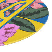 ウクライナ産のトライデントとフラワーのあるウクライナ国旗 カッティングボード (角)