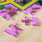 ウクライナ産のトライデントとフラワーのあるウクライナ国旗 ジグソーパズル (側面)