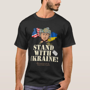 ウクライナ略図旗 USA ゼレンスキー ドッグタグスタンド Wi Tシャツ