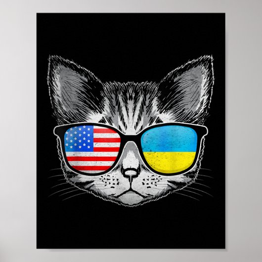 ウクライナ米国国旗のルーツキャットウクライナアメリカン ポスター (正面)