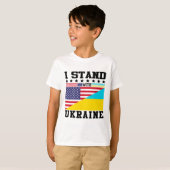 ウクライナ系アメリカ人の誇り ヴィンテージ風 ウクライナの旗 Tシャツ (正面フル)