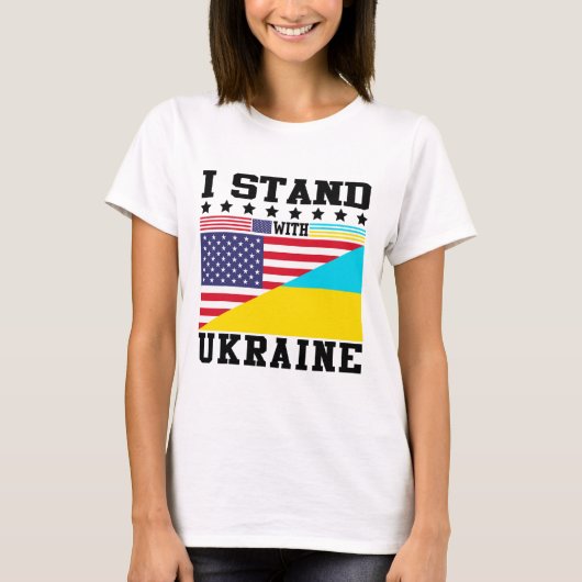 ウクライナ系アメリカ人の誇り ヴィンテージ ウクライナの旗 Tシャツ (正面)